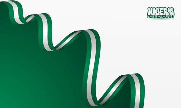Waving nigeria ribbon design with green and white background. Good template for nigeria independence day or national day campaign vector