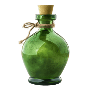 Green Glass Bottle with Cork and Rope png