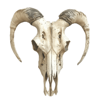 A Close-Up View of a Cleaned Ram Skull png