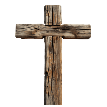 Weathered Wooden Cross Isolated Against a Black Background png