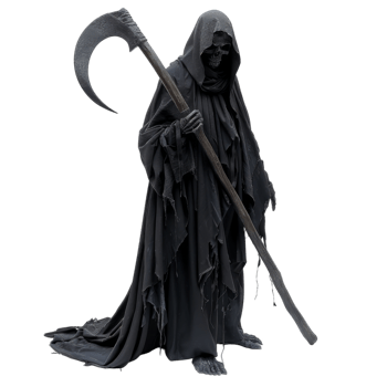 Grim Reaper with Scythe and Black Robe png