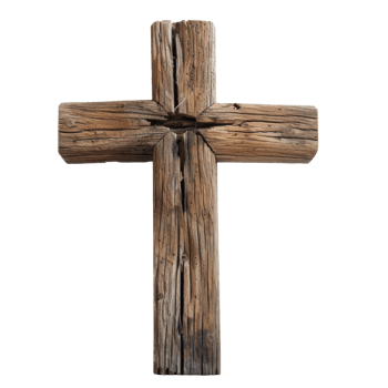 Weathered Wooden Cross with Knots and Cracks png