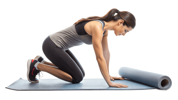 Man doing yoga on a mat, focusing on flexibility png