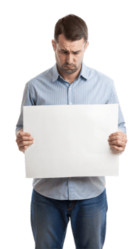 Man holding a blank sign, preparing to convey a message png