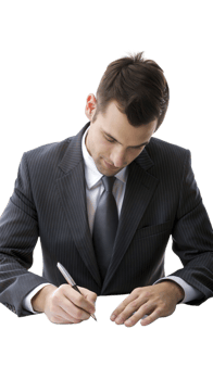 Business man signing a contract at a desk png