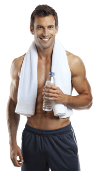 Man with a towel around his neck, resting after exercise png