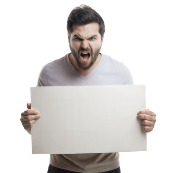 Man holding a blank sign, ready to write a message png