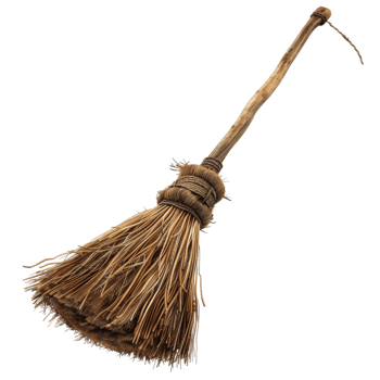 A Rustic, Handcrafted Broom with a Twisted Wooden Handle png