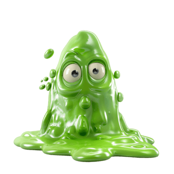 Green Gooey Monster with Big Eyes and Open Mouth png