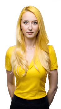 Woman with long yellow hair, looking to the side png