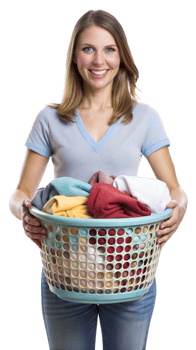 Woman holding a basket of fresh produce png