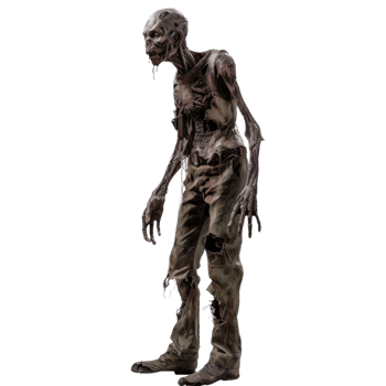 A Decaying Zombie Standing With Ripped Clothes png