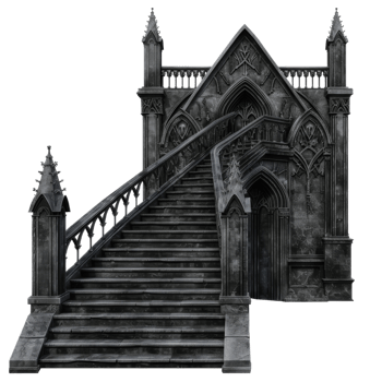 Gothic Stone Building with Ornate Staircase png