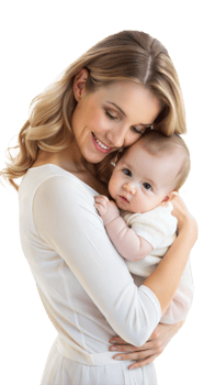 Mother holding her baby in a loving embrace png