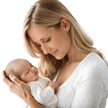 Mother smiling while holding her baby png