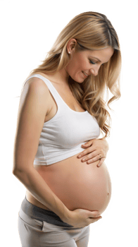 Expectant mother caressing her pregnant belly png