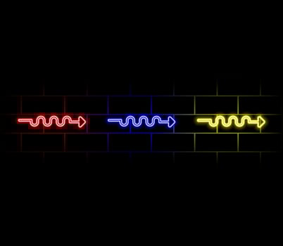 realistic isolated neon sign of Arrow logo decoration and template covering on the black background. vector