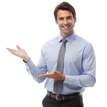 Businessman pointing towards a copy space png