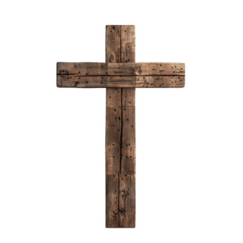 Weathered Wooden Cross with Knots and Grain png