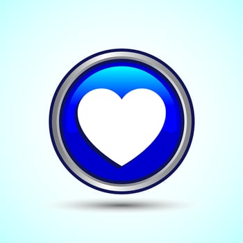 Love Icon Button Design Illustration, Heart Sign Blue Round Button vector