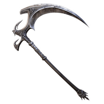 Ornate Curved Silver Weapon with Detailed Handle png