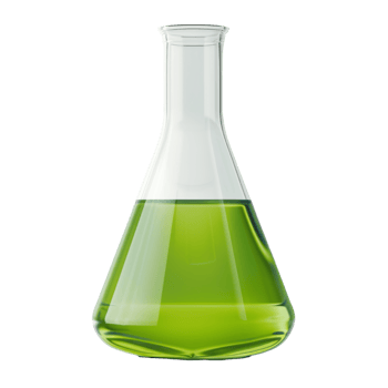A Glass Erlenmeyer Flask Filled with Green Liquid png