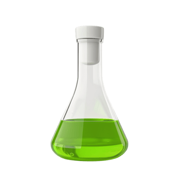 Glass Erlenmeyer Flask with Green Liquid png