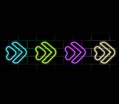 Bright pink neon arrow pointer. neon. vector