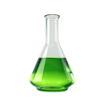 A Glass Erlenmeyer Flask Filled with Green Liquid png