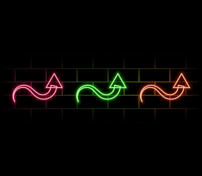 Swipe up neon sign. Glowing neon arrow pointer isolated. Realistic glowing Bright neon arrow. Button for social media. vector