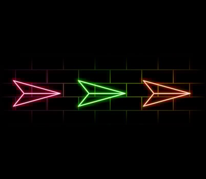 Glowing neon line Refresh icon isolated on brick wall background. Reload symbol. Rotation arrows in a circle sign. Illustration. vector
