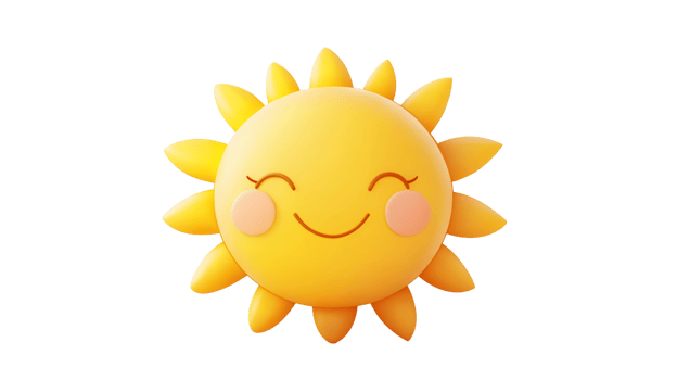 Cartoon Style Sun Icon Logo No Background png