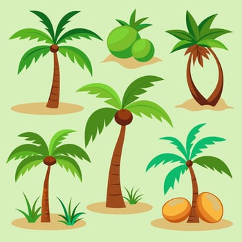 tropical palm trees and coconut trees on the beach vector