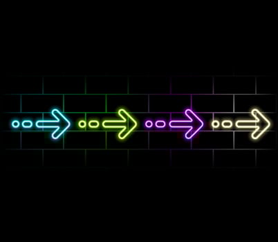 Neon arrows and shapes isolated set. Electricity curves and rounded information blue signpost with soft glow and advertising lights electric symbol of bars and casino. vector