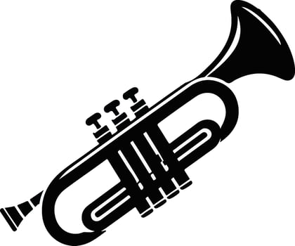 hand drawn illustration of trumpet. Isolated on black vector