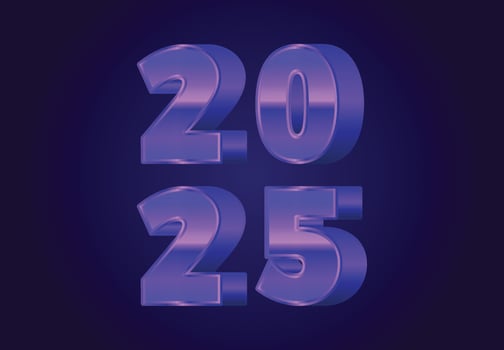 2025 Happy New Year Purple Realistic Decoration 3D Design Abstract Illustration vector