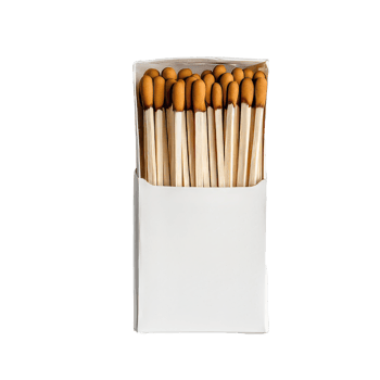 A white box with matches in it png