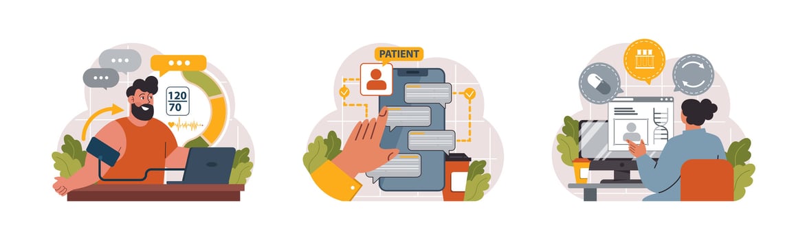 Telemedicine set. Online consultation with a doctor. Remote medical vector