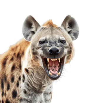 A hyena with its mouth open and its teeth showing png