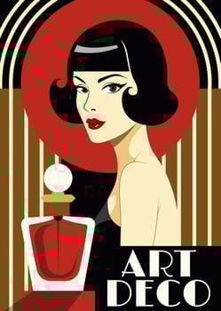 An Elegant Art Deco-style Illustration Featuring a Glamorous Woman vector