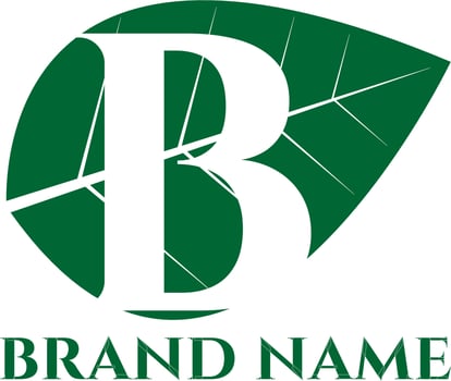 B letter green leaf logo vector