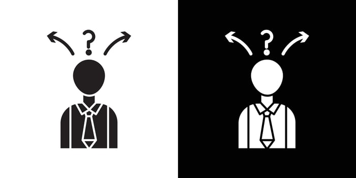 Confusing man icon Thin line flat illustration vector