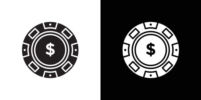 Poker chip icon Thin line flat illustration vector