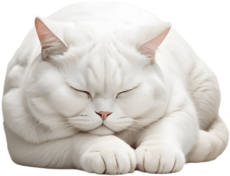 Cute Round Cat Dreaming of Mice. . png