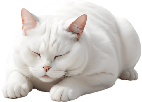 Drowsy Fat Cat Curled Up Tight. . png