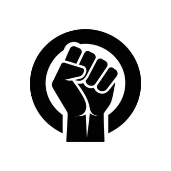 Black and White Fist Silhouette Symbol of Unity, Power, and Solidarity vector
