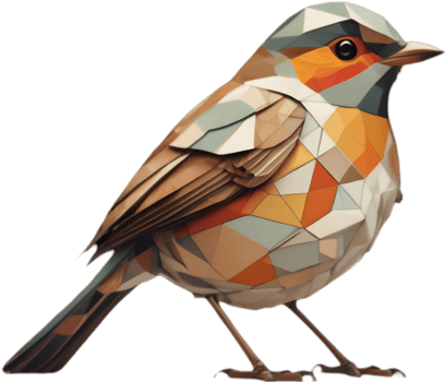 Fragmented Robin, Cubist Bird Illustration. . png