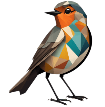 Modernist Robin, Cubism-Inspired Avian Clipart. . png