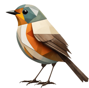 Multi-Faceted Robin, Cubist Bird Artwork. . png