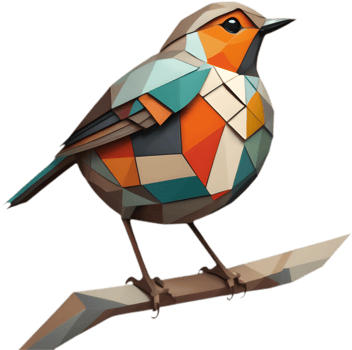 Modernist Avian Art, Cubist Robin Design. . png
